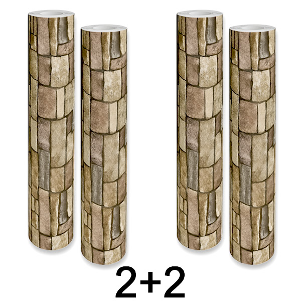 2x 1+1 NEMOKAMAI Lipni 3D plytų rašto sienų plokštė | WALLCORWRAP