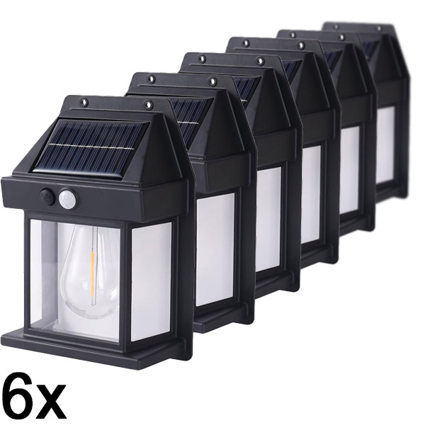 6x Saulės energija maitinama lauko lempa – nereikia laidų | FLUXLAMP