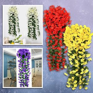 Tikroviška dirbtinių kabančių gėlių puokštė | HANGROSE